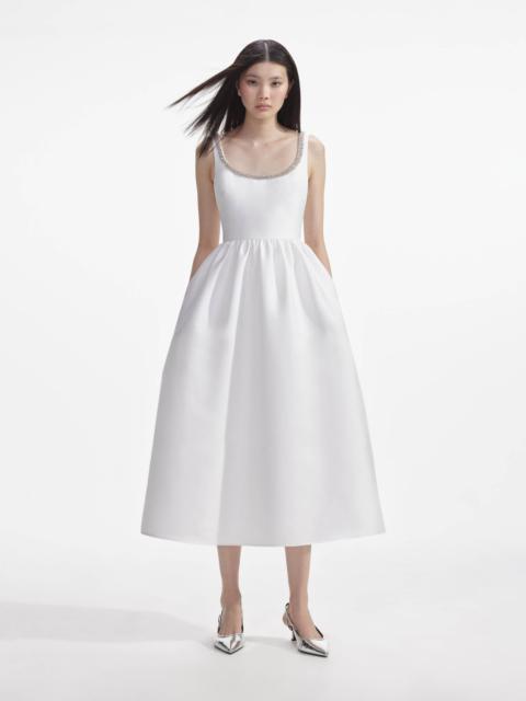 self-portrait White Taffeta Diamante Midi Dress