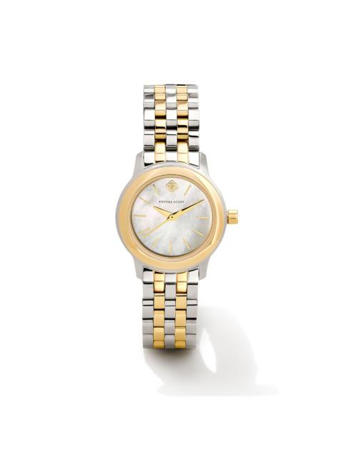 KENDRA SCOTT Alex Two Tone Stainless Steel 28mm Watch in Ivory Mother-of-Pearl