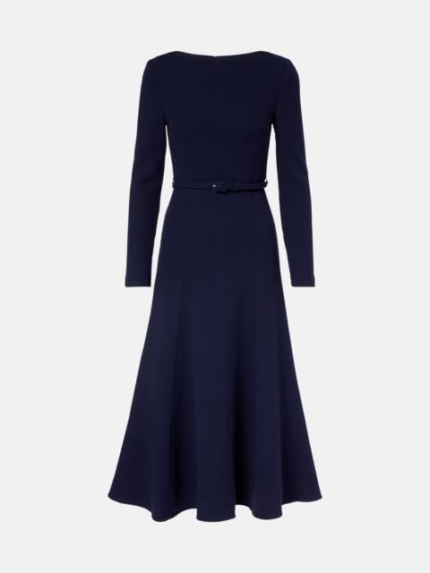 ROLAND MOURET Belted wool crêpe midi dress