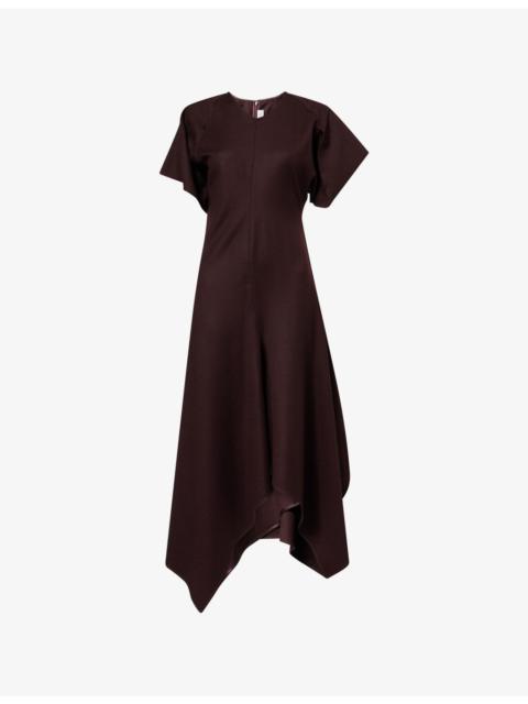 Victoria Beckham V-Neck Panelled Wool Midi Dress
