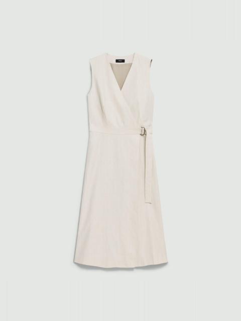 Sleeveless A-Line Wrap Dress in Striped Canvas
