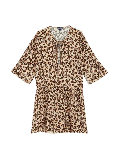 Vilebrequin Women Short Dress Turtles Leopard