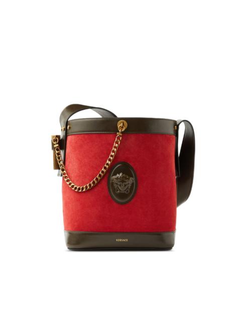 VERSACE Pivot small suede bucket bag