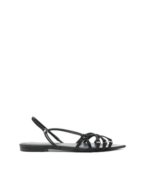 pointed-toe satin sandals