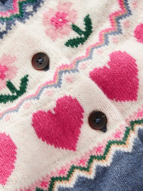 BODEN Edie Fair Isle Cardigan-Blue fair isle