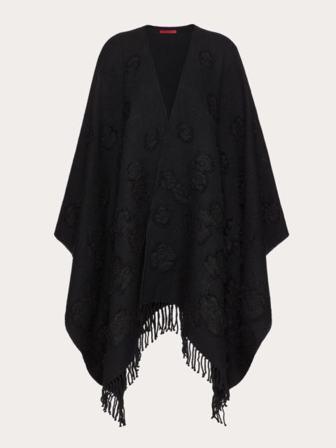 Valentino 3D FLOWERS WOOL BLEND PONCHO