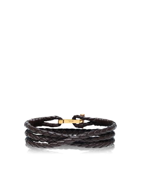 TOM FORD BRAIDED LEATHER T BRACELET