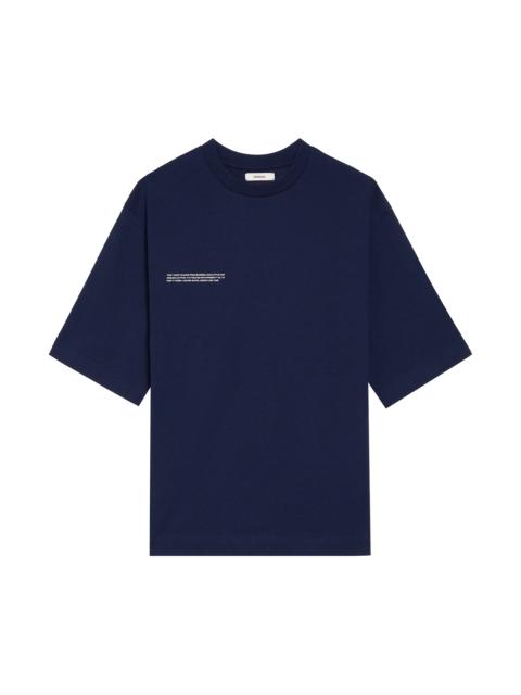 PANGAIA Mens Relaxed Fit Cotton T-shirt with C-FIBER™ - Navy Blue