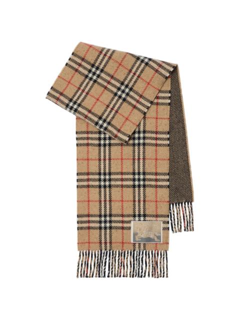 reversible checked cashmere scarf