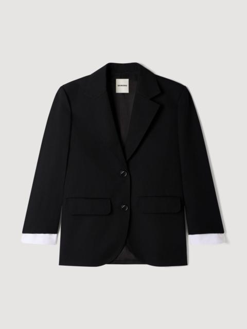 Sandro MIXED-MATERIAL SATIN JACKET