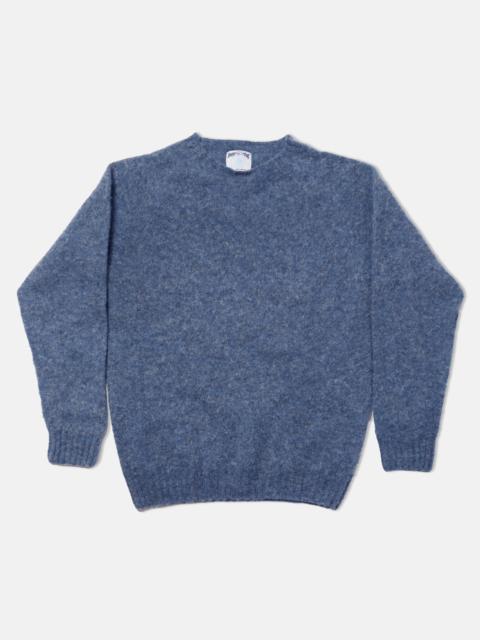 J. PRESS MADE-IN-SCOTLAND BLUE SHAGGY DOG SWEATER  - TRIM FIT