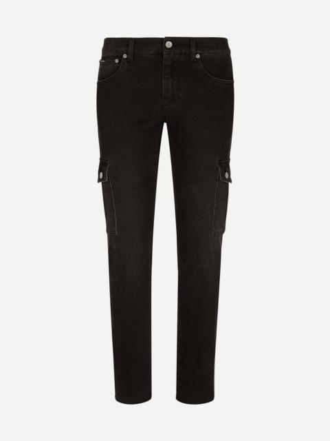 Dolce & Gabbana Gray wash skinny stretch cargo jeans
