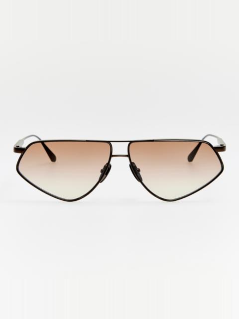 LINDA FARROW Tarian Sunglasses in Matt Nickel and Mocha