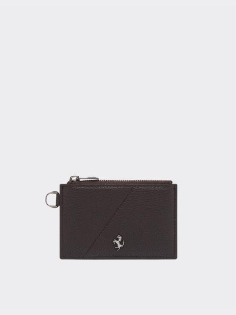 Ferrari Grained leather card case with zip