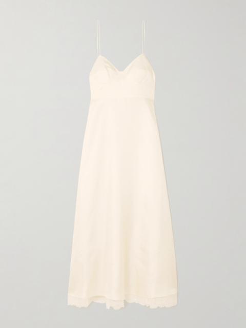 RÓHE Tie-back Lace-trimmed Silk Maxi Dress