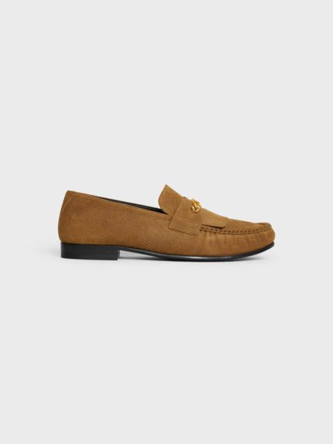 CELINE CELINE LUCO LOAFER WITH FRINGES AND TRIOMPHE CHAIN in LIZARD STAMPED SUEDE CALFSKIN