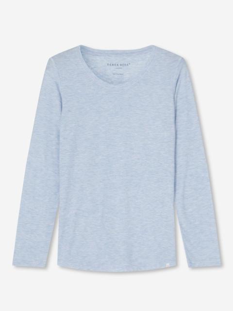 Derek Rose Women's Long Sleeve T-Shirt Ethan Micro Modal Stretch Blue Heather