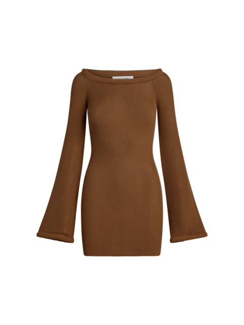 AYA MUSE Eos Knit Silk-Cotton Mini Dress orange