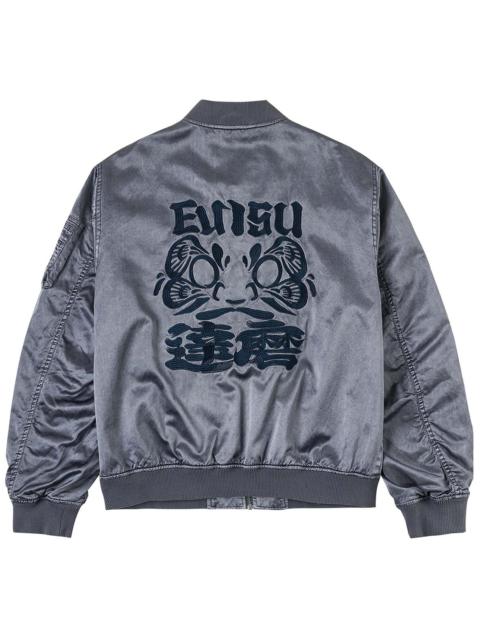 Garment Dyed Daruma Embroidery Bomber Jacket