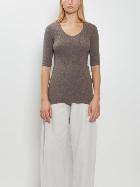 LAUREN MANOOGIAN Stretch Wool Alpaca Rib Scoop-Neck Sweater