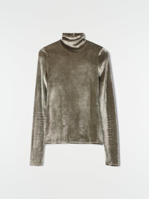 Lemaire FITTED STAND-COLLAR TOP IN VELVET JERSEY