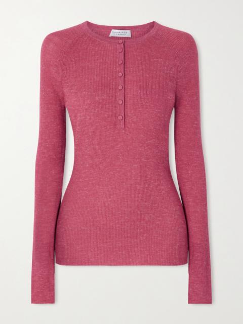 GABRIELA HEARST Anges Ribbed Cashmere, Silk And Hemp-blend Henley Shirt