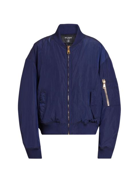 Balmain Men's Cotton Drop Shoulder Bomber Jacket - Bleu