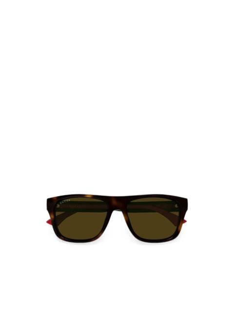 GUCCI tortoiseshell-effect square-frame sunglasses