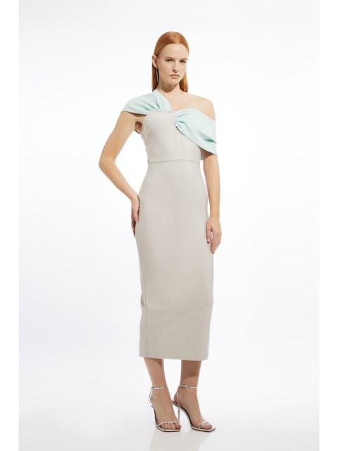 KAREN MILLEN Figure Form Bandage Asymmetric Strap Knit Midi Dress