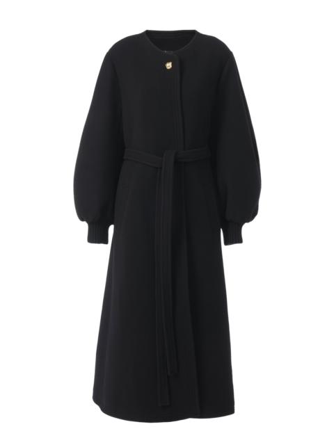 BALLOON-SLEEVE LONG WRAP COAT