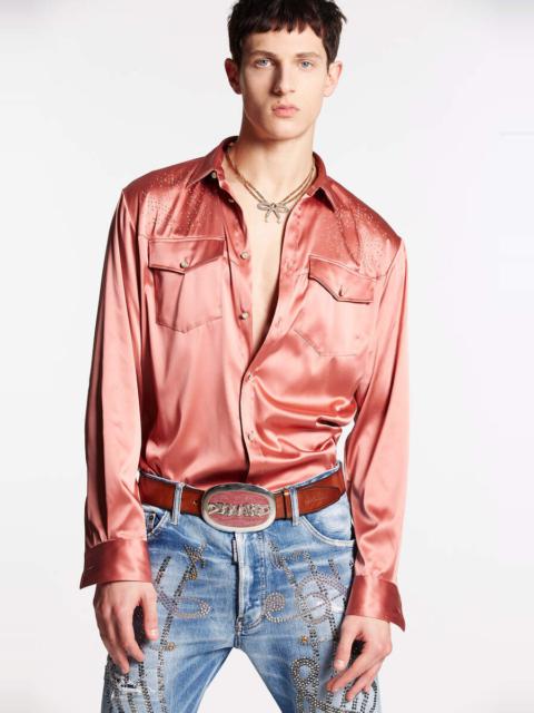 DSQUARED2 EMBELLISHED SATIN SHIRT