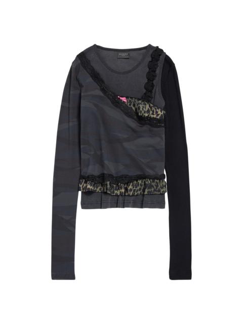 BALENCIAGA Women's Layered Asymmetric Top - Anthracite Black