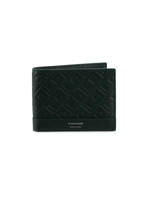 FERRAGAMO Men's MD Embossed Gancio Bi-Fold Wallet - Moss