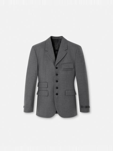 VERSACE Wool Gabardine Five-Button Blazer