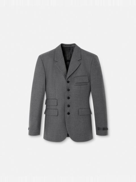 Wool Gabardine Five-Button Blazer