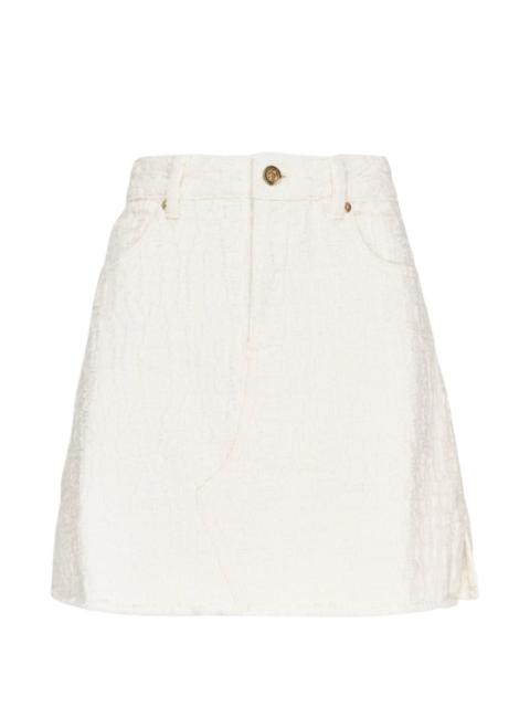 self-portrait textured denim mini skirt