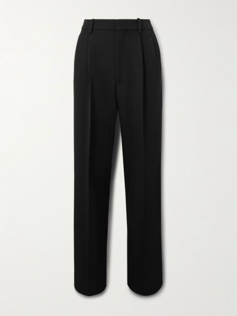 Victoria Beckham Grain de poudre wool pleated wide-leg pants Black