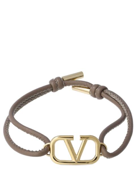 Valentino V Logo leather sliding bracelet