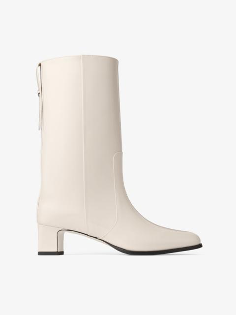 JIMMY CHOO Caly Mid 45 Bone Polished Calf Leather Ankle Boots