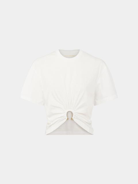 Paco Rabanne WHITE CROP TOP WITH PIERCING RING