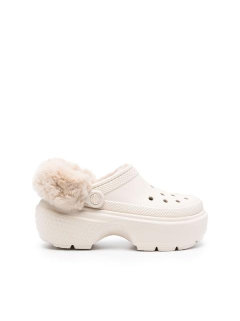 crocs faux-fur platform clogs