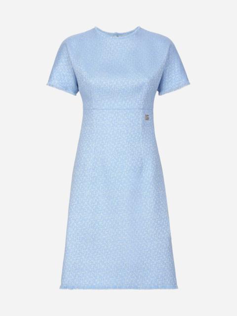 Dolce & Gabbana Raschel tweed midi dress with DG logo