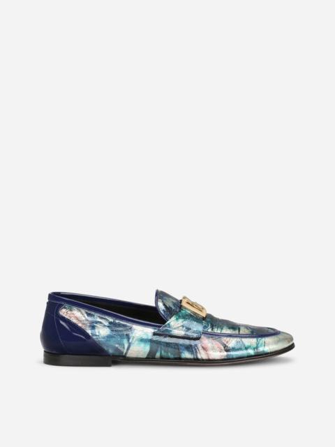 Tie dye patent leather slippers