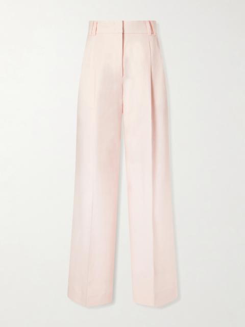 Another Tomorrow Pleated Linen Wide-leg Pants