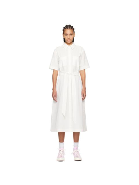 White Crinkled Midi Dress