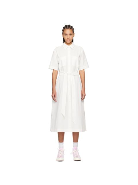 Maison Kitsuné White Crinkled Midi Dress