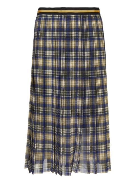 Dries Van Noten Pleated Plaid Midi Skirt