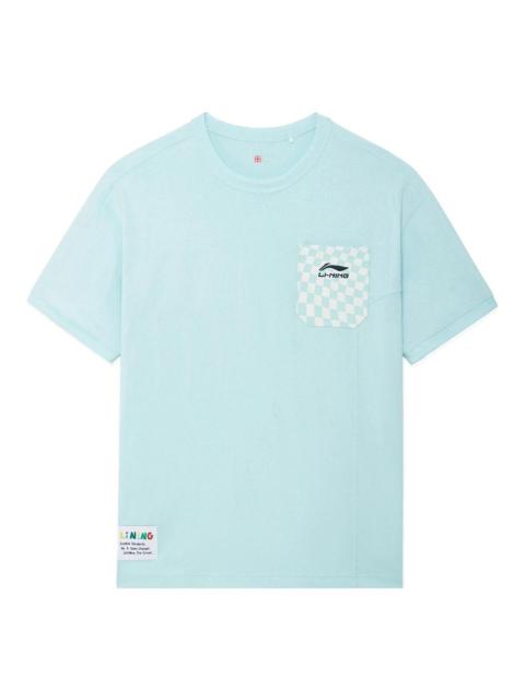 Li-Ning Li-Ning x Rooovie Checkerboard Pocket T-shirt 'Light Blue' AHSSB57-2