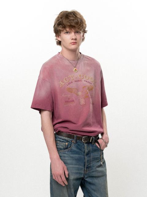 KAMIYA "ACT-COOL Eagle" Distressed T-shirt