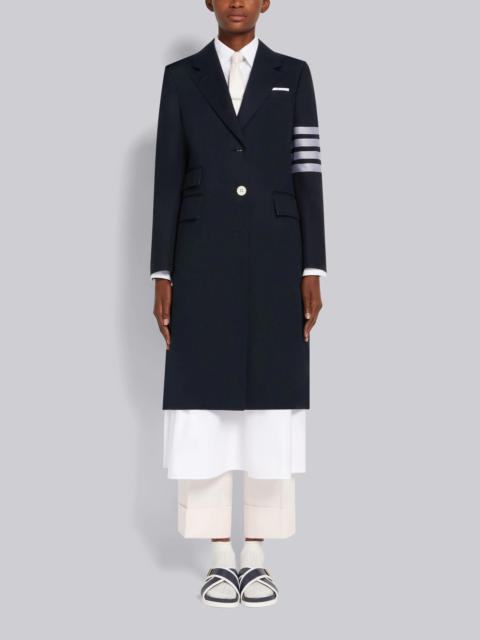 Thom Browne Navy Cotton Twill Engineered 4-Bar Unlined Single Vent Overcoat